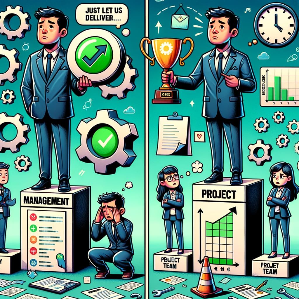 Stylized Manager with Green Dashboard and Upward Arrow