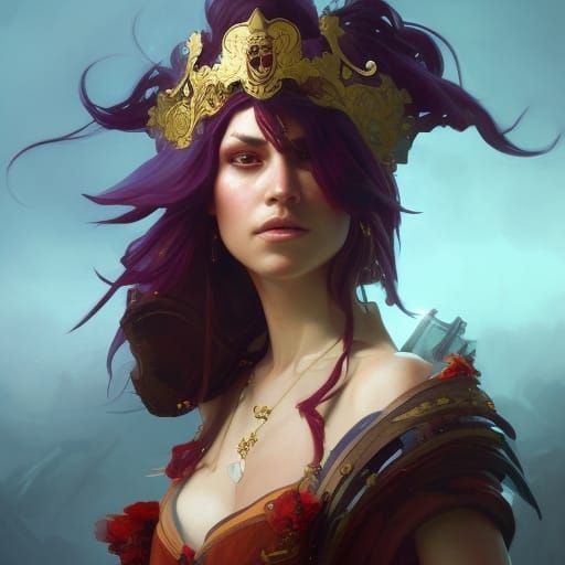 Pirate Queen Ruby Portrait: Artgerm, Rutkowski Style