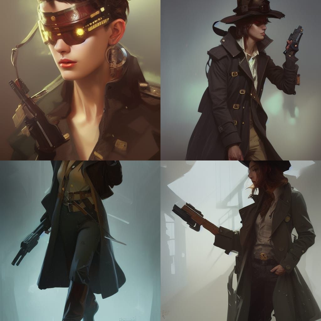 Fantasy Hunter Portrait with Pistol Head