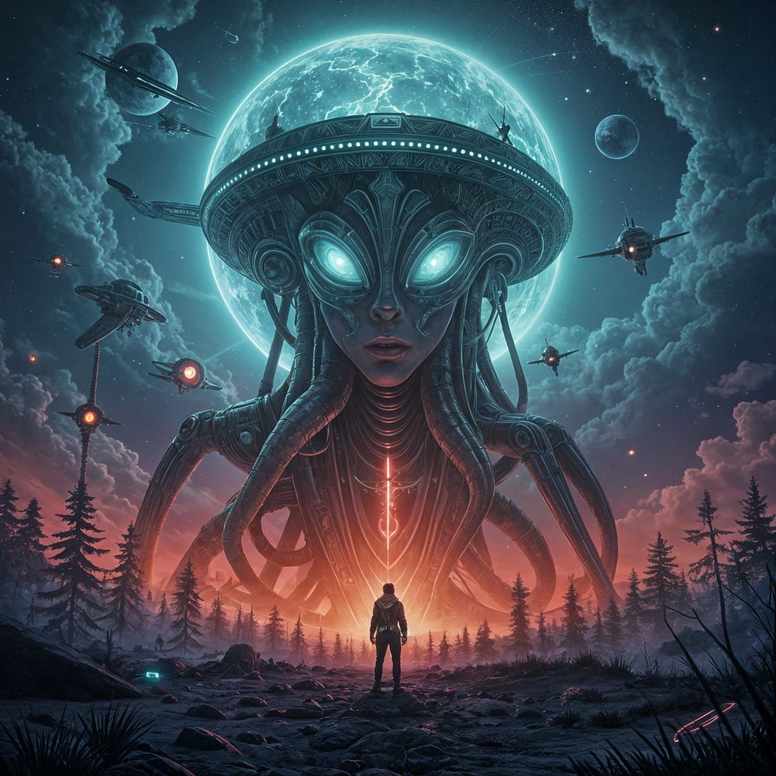 Psytrance Album Art: War of the Worlds Alien Invasion