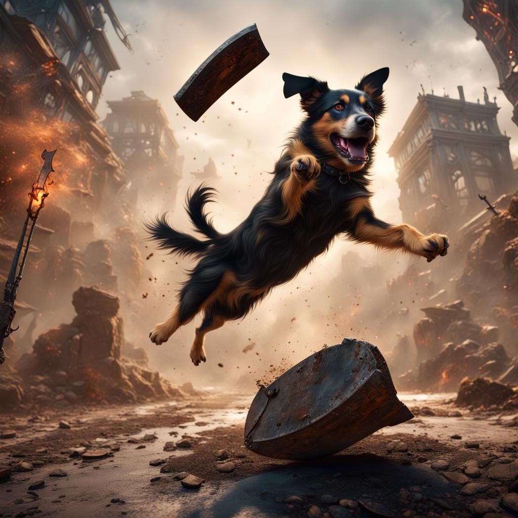 Dog with Axes Does Backflips: Fantasy Concept Art