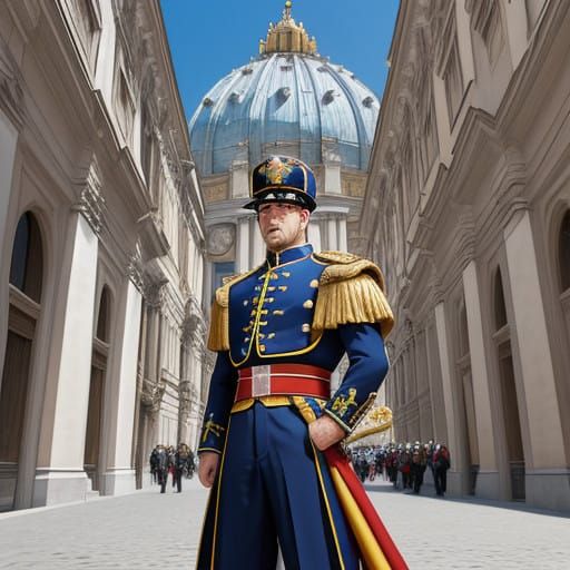Swiss Guard in Anime-Inspired Renaissance Setting