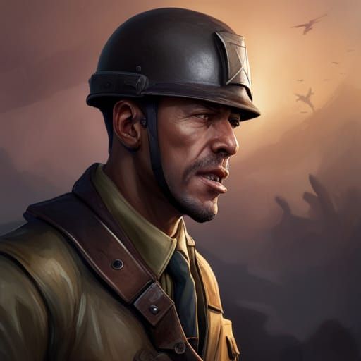 Distressed Soldier Screams in Battle, Hyperdetailed Portrait