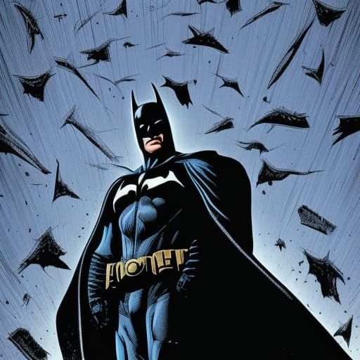 Dark Knight Hunts Criminals: Comic Book Art