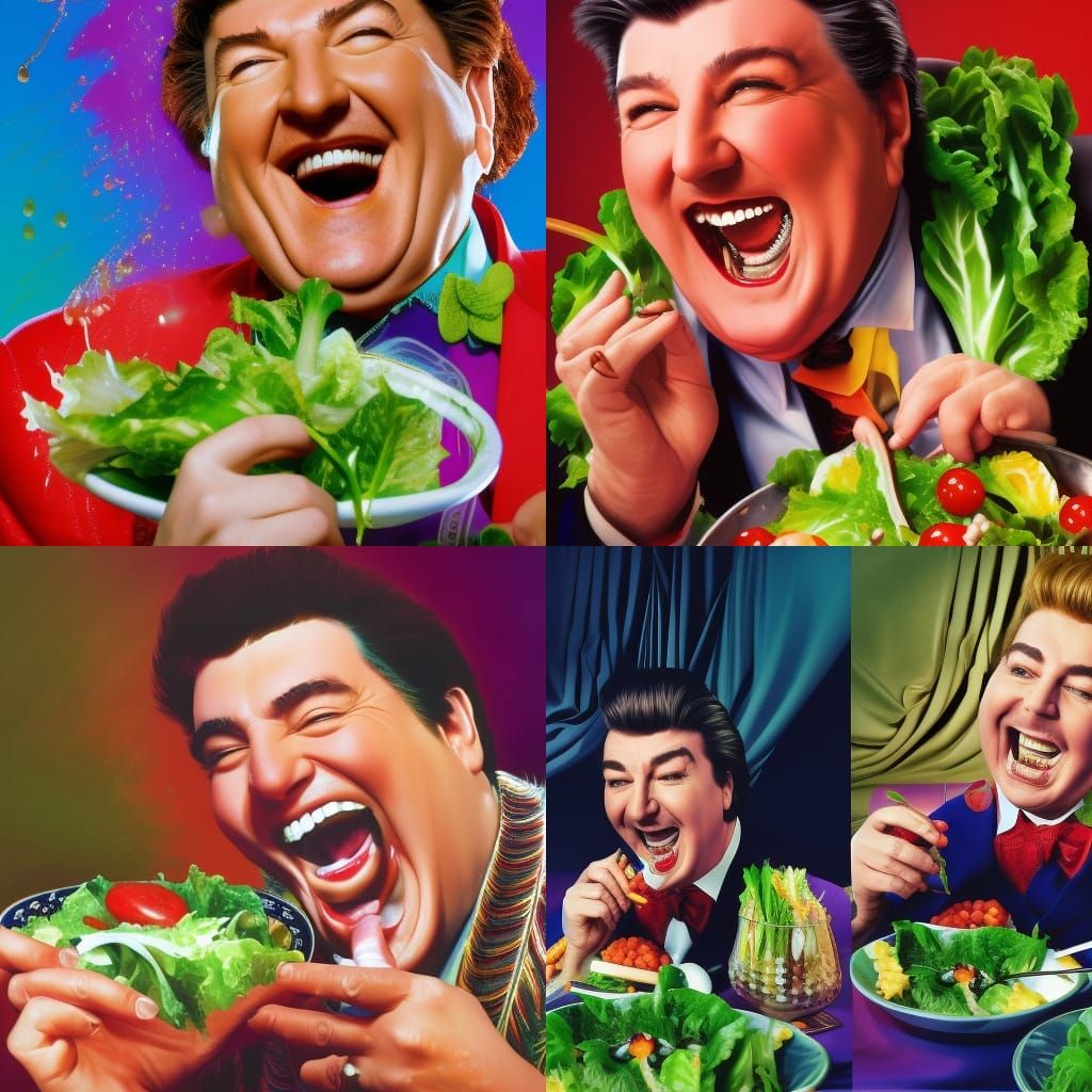 Liberace Laughing: Hyperrealistic Splash Art Portrait