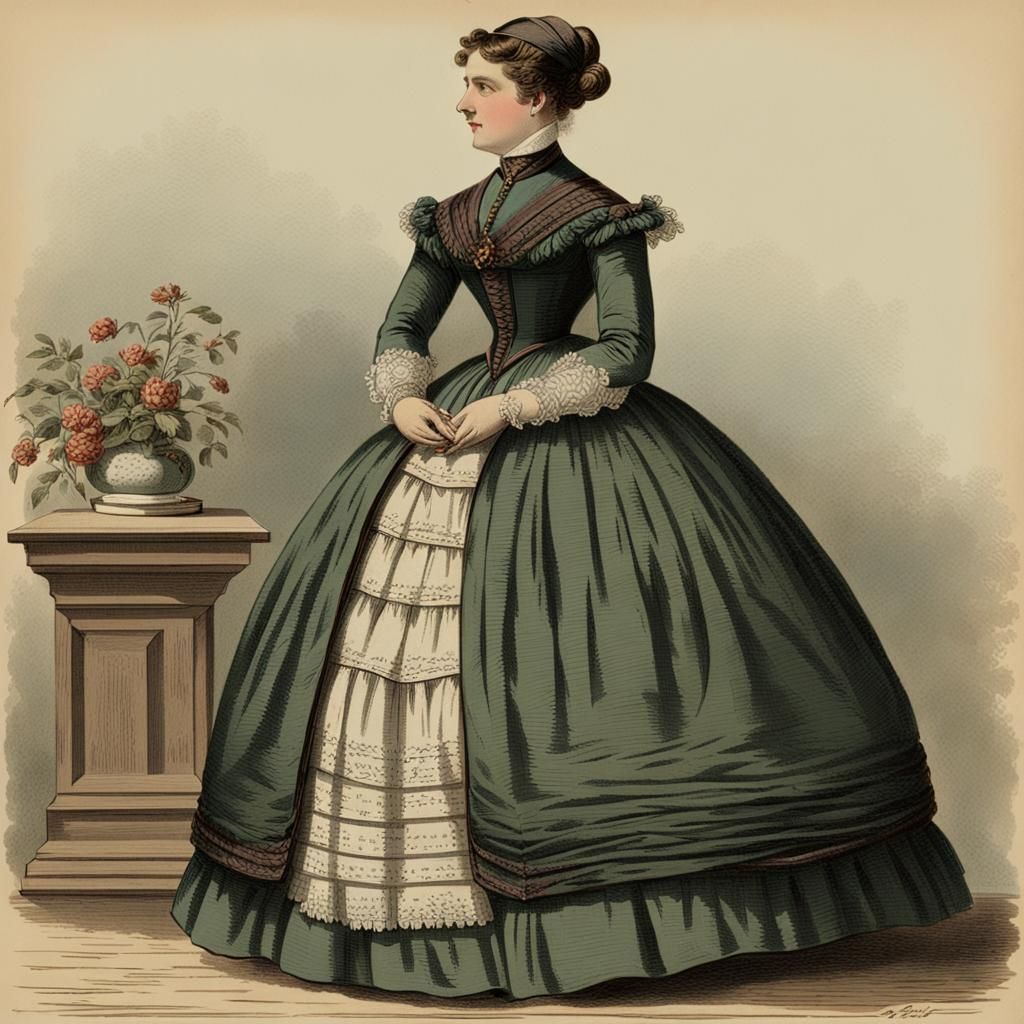 Victorian Woman in Bustle Dress