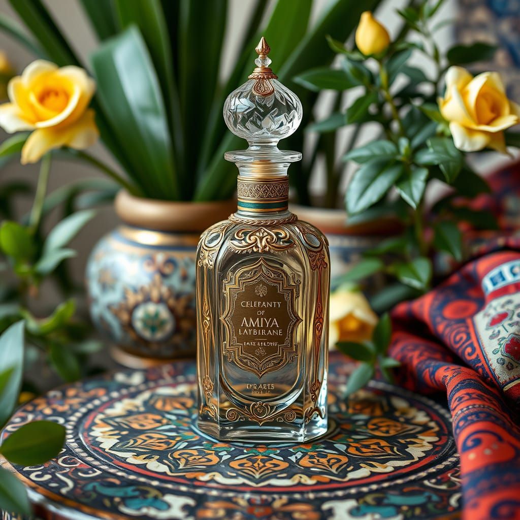 Elegant Perfume Bottle in Art Nouveau Style