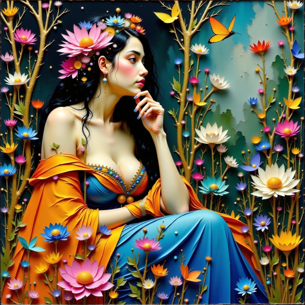 Surreal Dreamer in Ornate Attire, in a Baroque Style