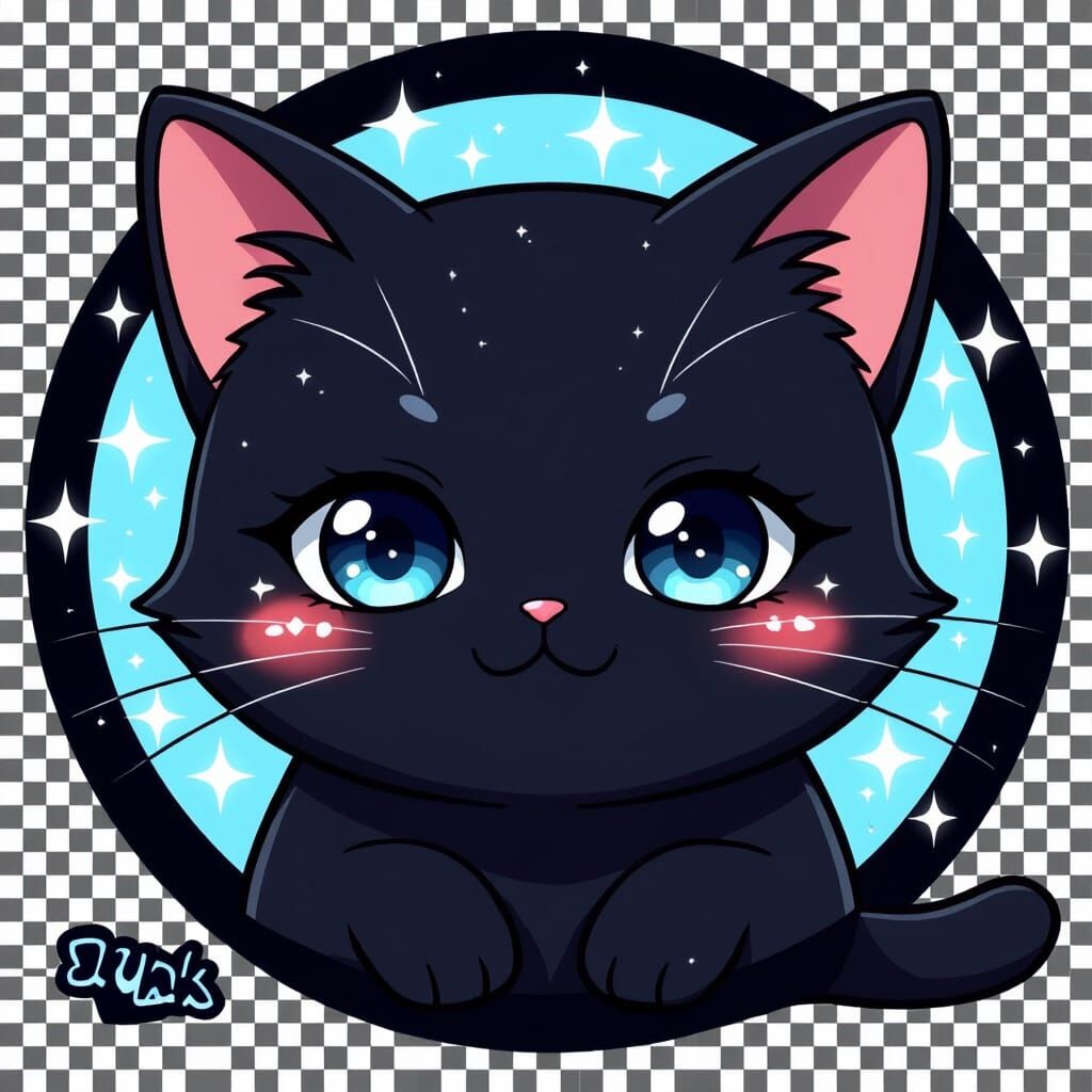 Cute Black Cat JJK Style with Stars