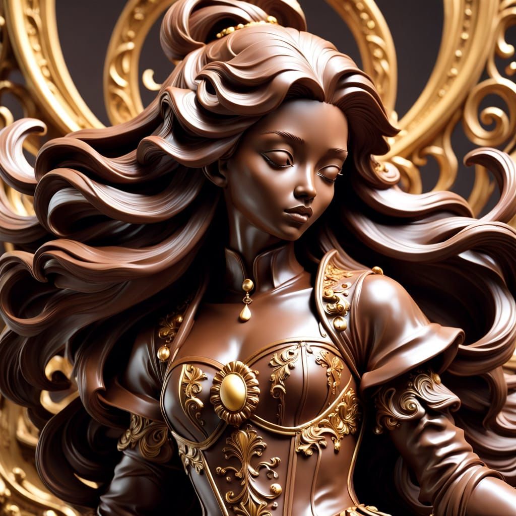 Chocolate Goddess Sculpture in Baroque Style