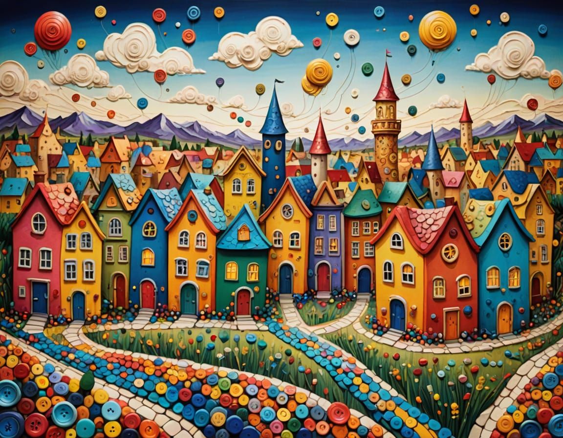 Button and Pencil Village Concept Art