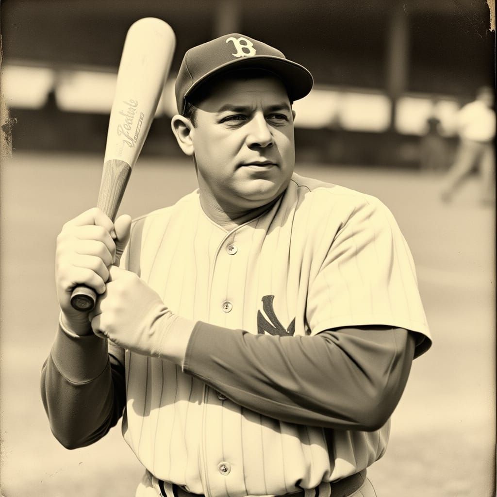 Vintage Baseball Legend with Bat