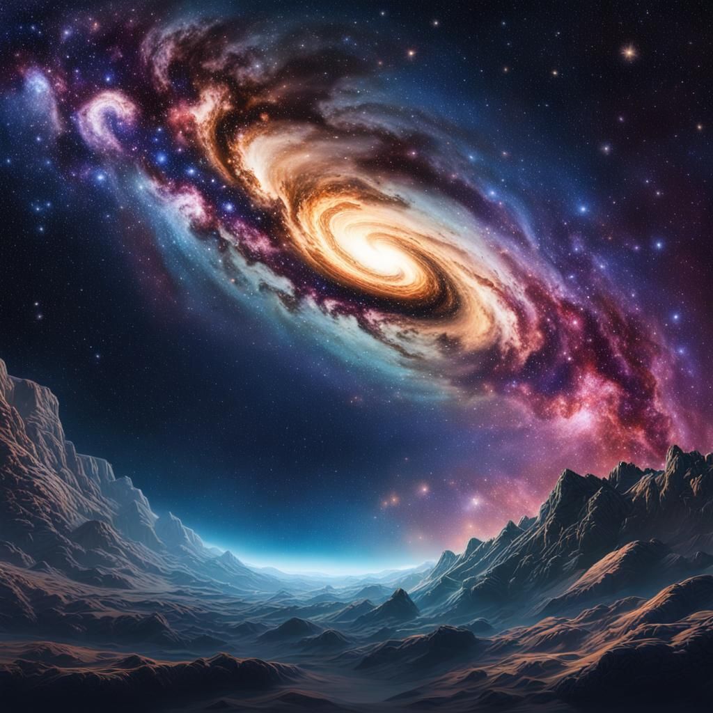 Night Sky Nebulae and Milky Way in Hyperrealism