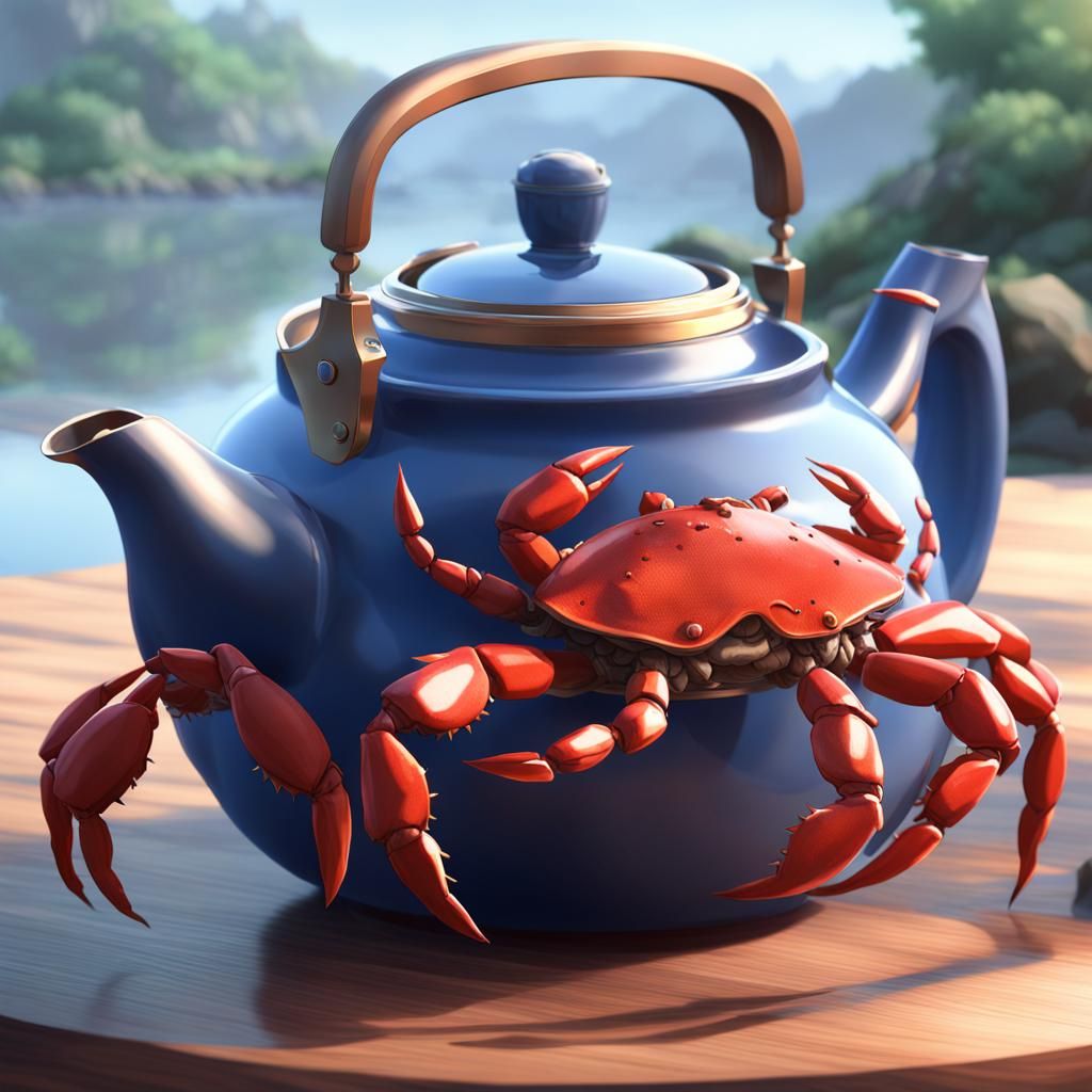 Teapot as Crab in Detailed 3D Anime Art