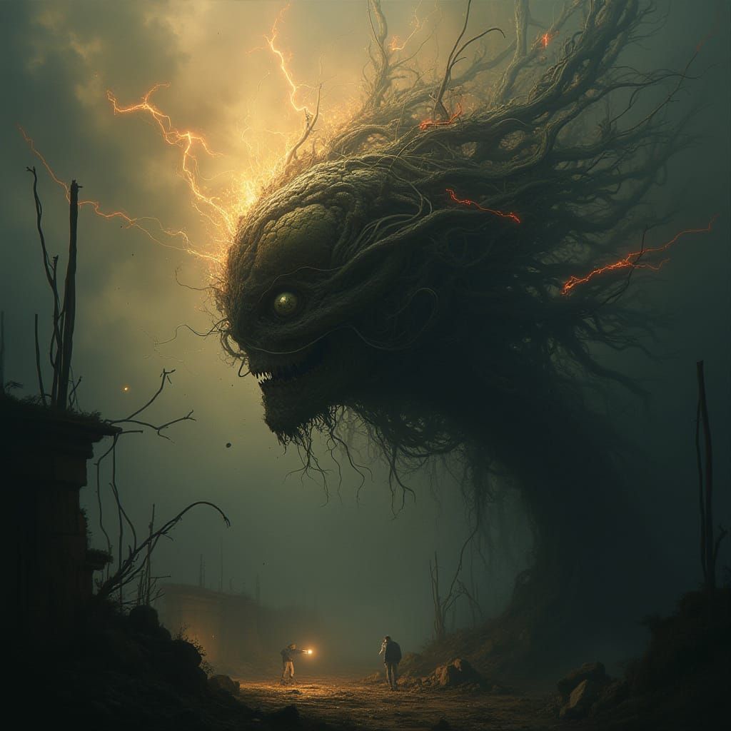 Surreal Biomechanical Nightmare in Dark, Muted Hues