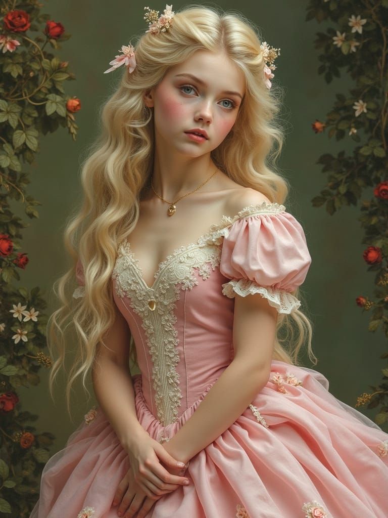 Aglaya Yepanchin in 1867 Gown, Art Nouveau