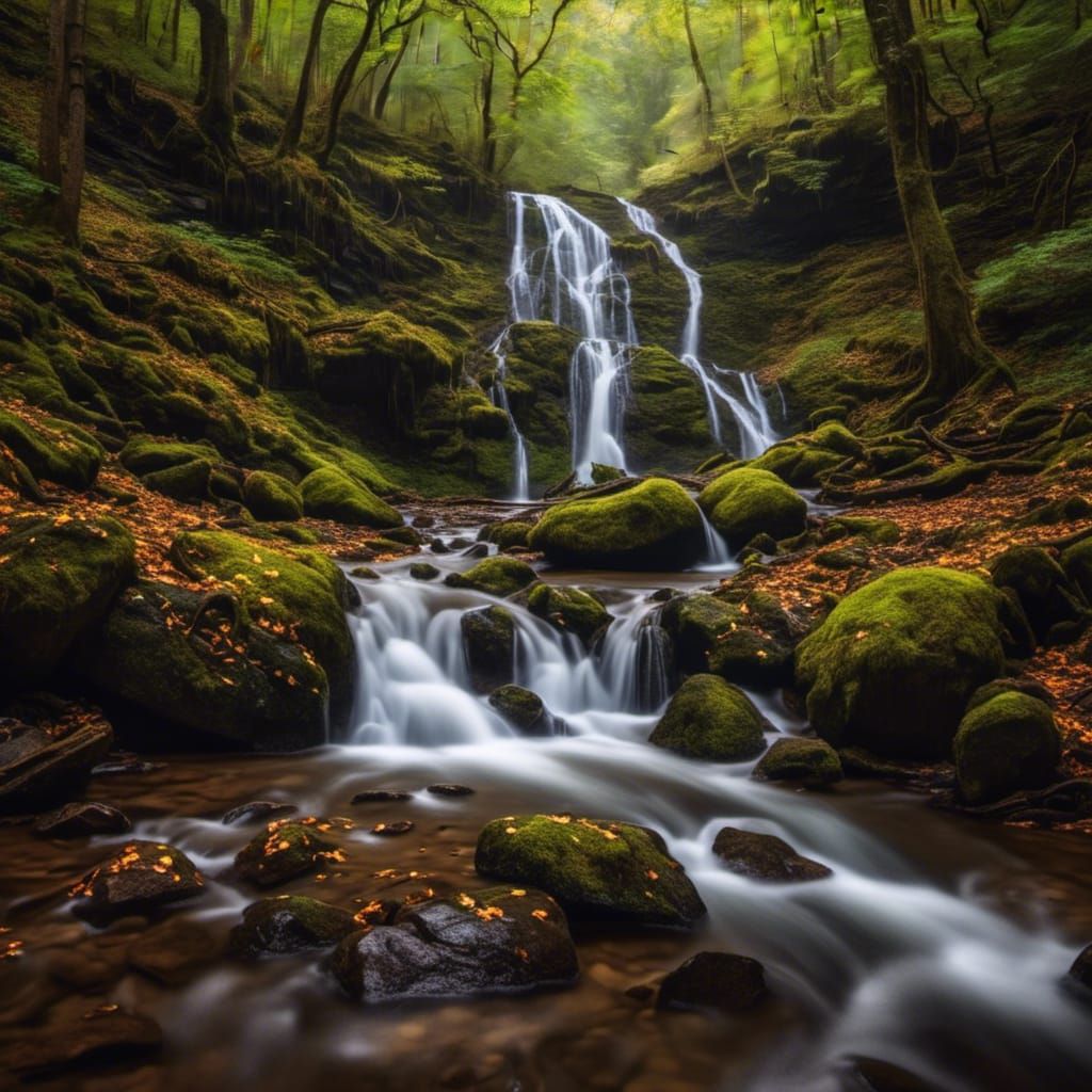 Smoky Mountain Waterfall in Vivid Detail