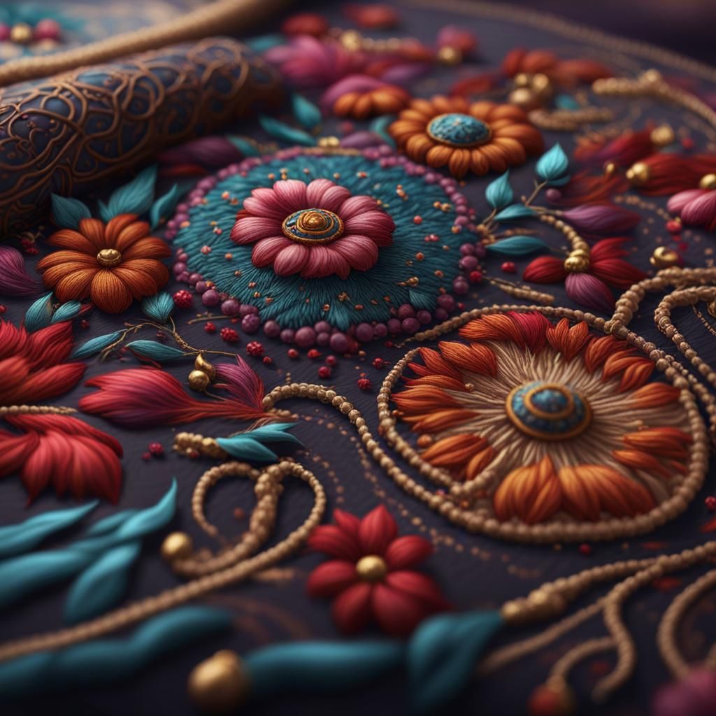 Intricate Embroidery Art in Detailed Matte Painting