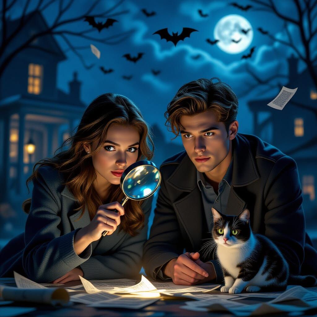 Crime Scene Investigation with Detective Duo and Cat