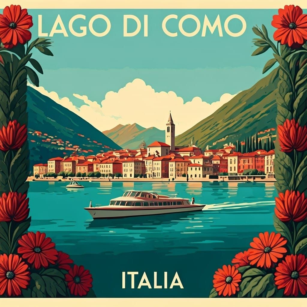 Vintage Travel Poster: Lake Como, Italy