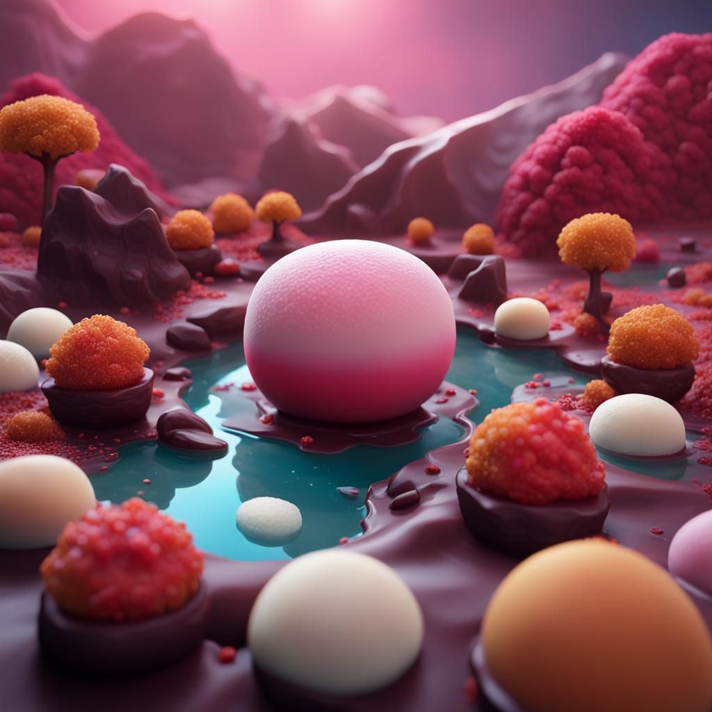 Fantastical Mochi Dessert: Detailed Matte Painting