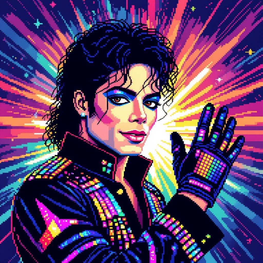 Michael Jackson Pixel Art Portrait in Retro 8-Bit Style