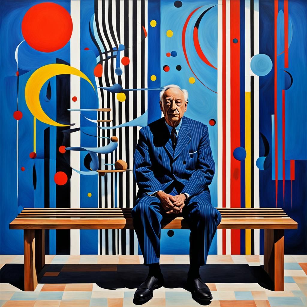 Surreal Striped Figure in Geometric Abstraction