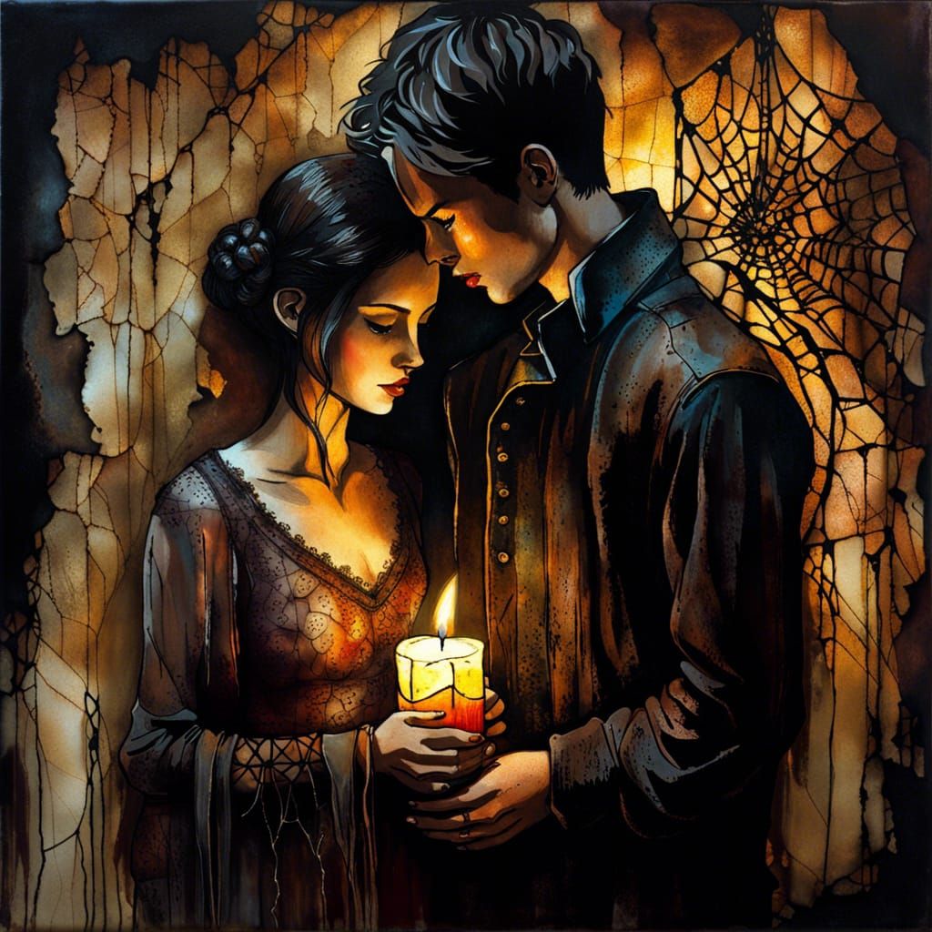 Intimate Moment in Alcohol Ink Mixed Media Style