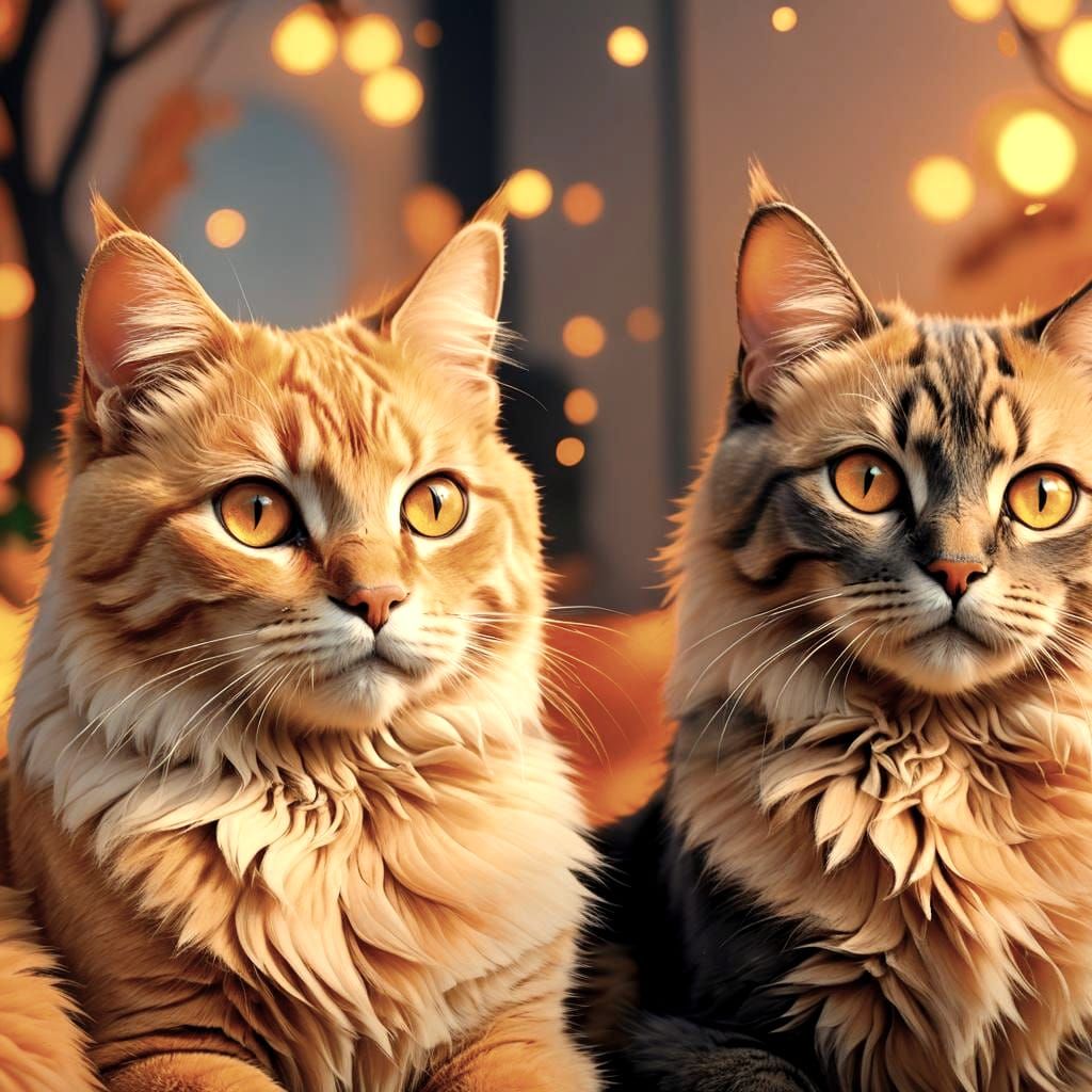 Two Cats in Detailed 3D Anime Art