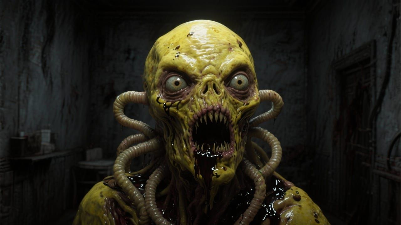 Grotesque Lovecraftian Face in 3D Style