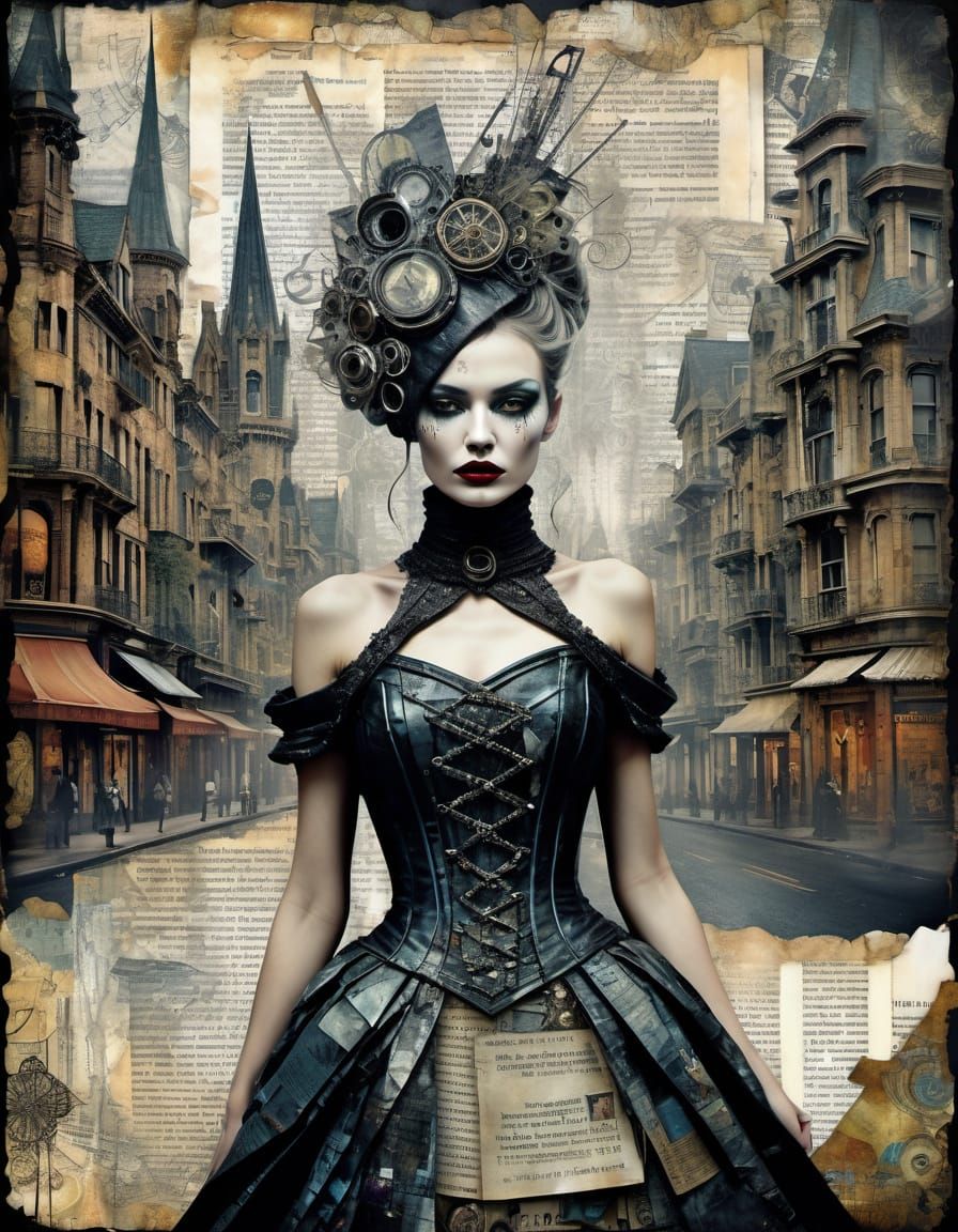 Ethereal Gothic Goddess in Whimsical Fantasy Realm