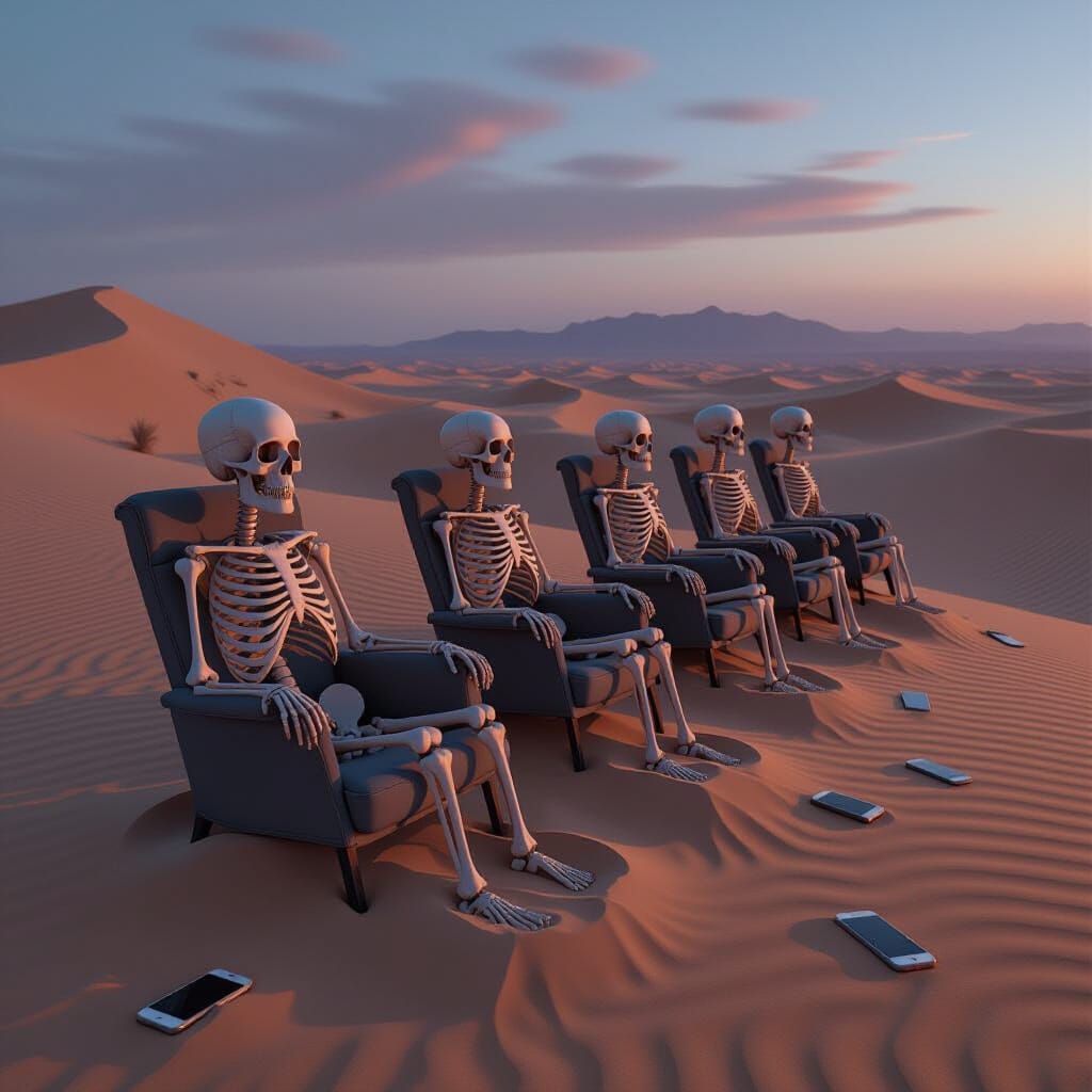 Ancient City Ruins in Desert Twilight