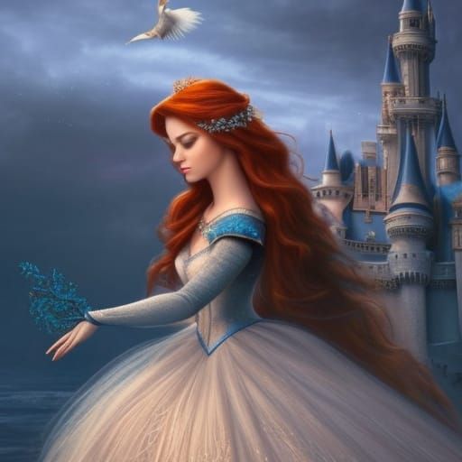 Disney Princess in Fantasy Castle Art