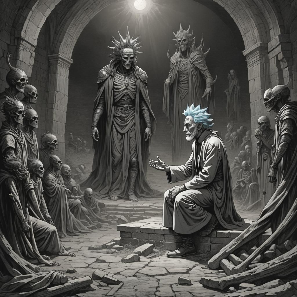 Rick Sanchez Kneels Before a Dark God