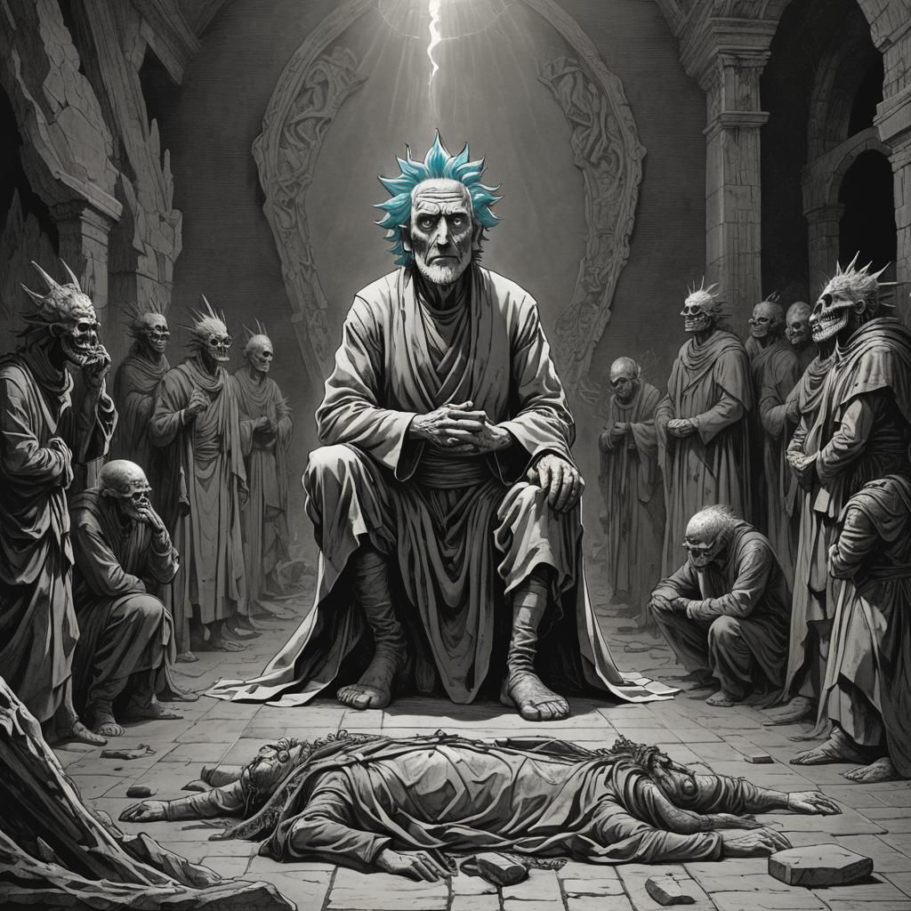 Solemn Figure Before a Divine Entity