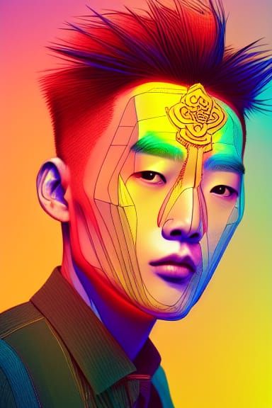 Rainbow Man: Detailed Illustration in Digital Art Style