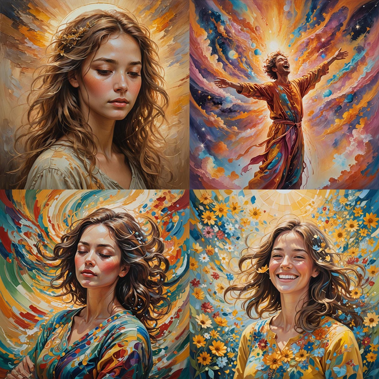 Radiant Oil Painting Inspired by Sounds of Laughter