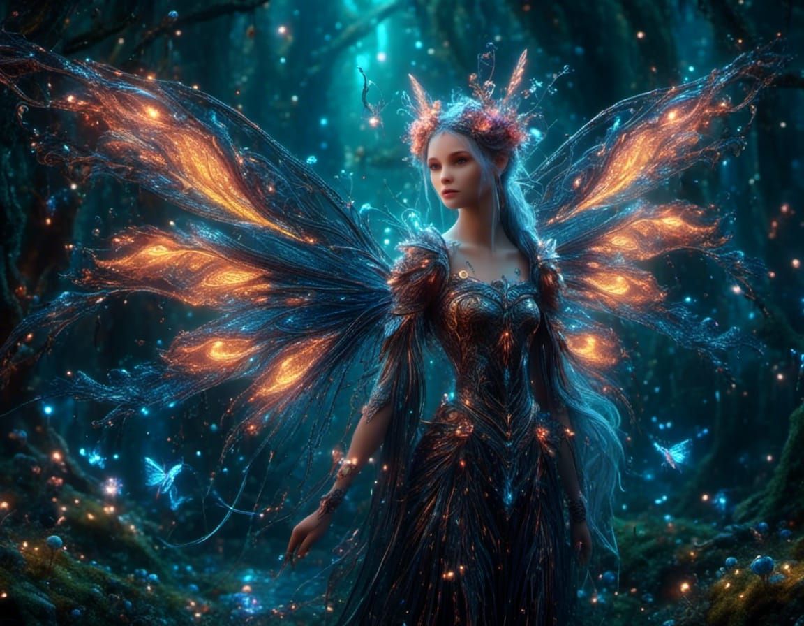 Enchanting Elf Fairy with Illuminated Wings