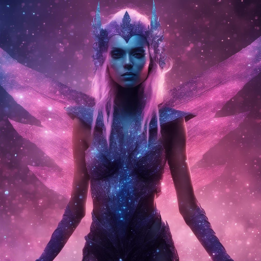 Glittering Dark Elf Woman in Digital Matte Painting