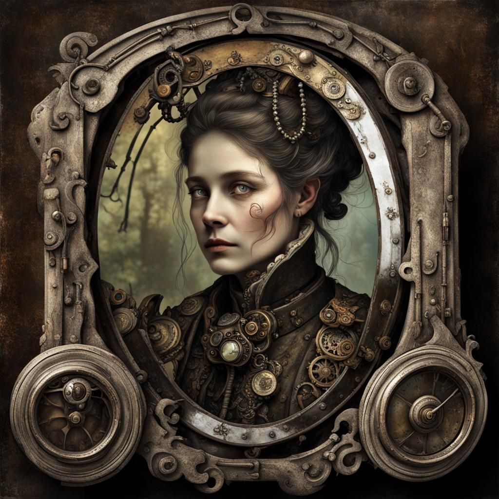 Steampunk Mirror: A Reflection of Time and Youth
