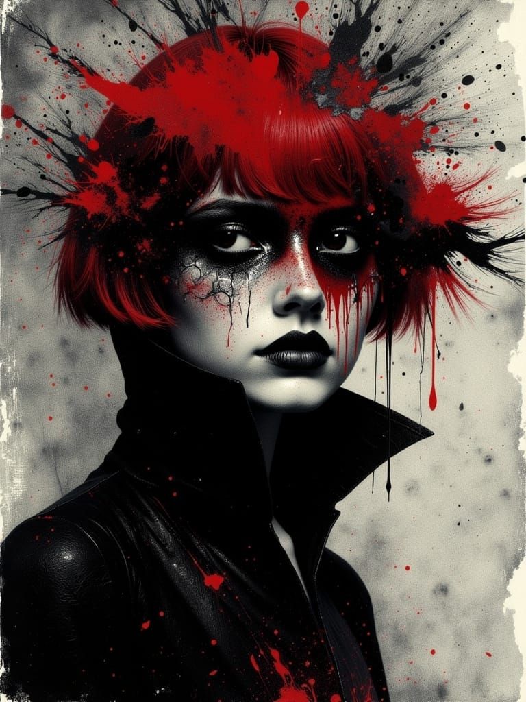 Ethereal Gothic Woman Portrait in Dark Surreal Style