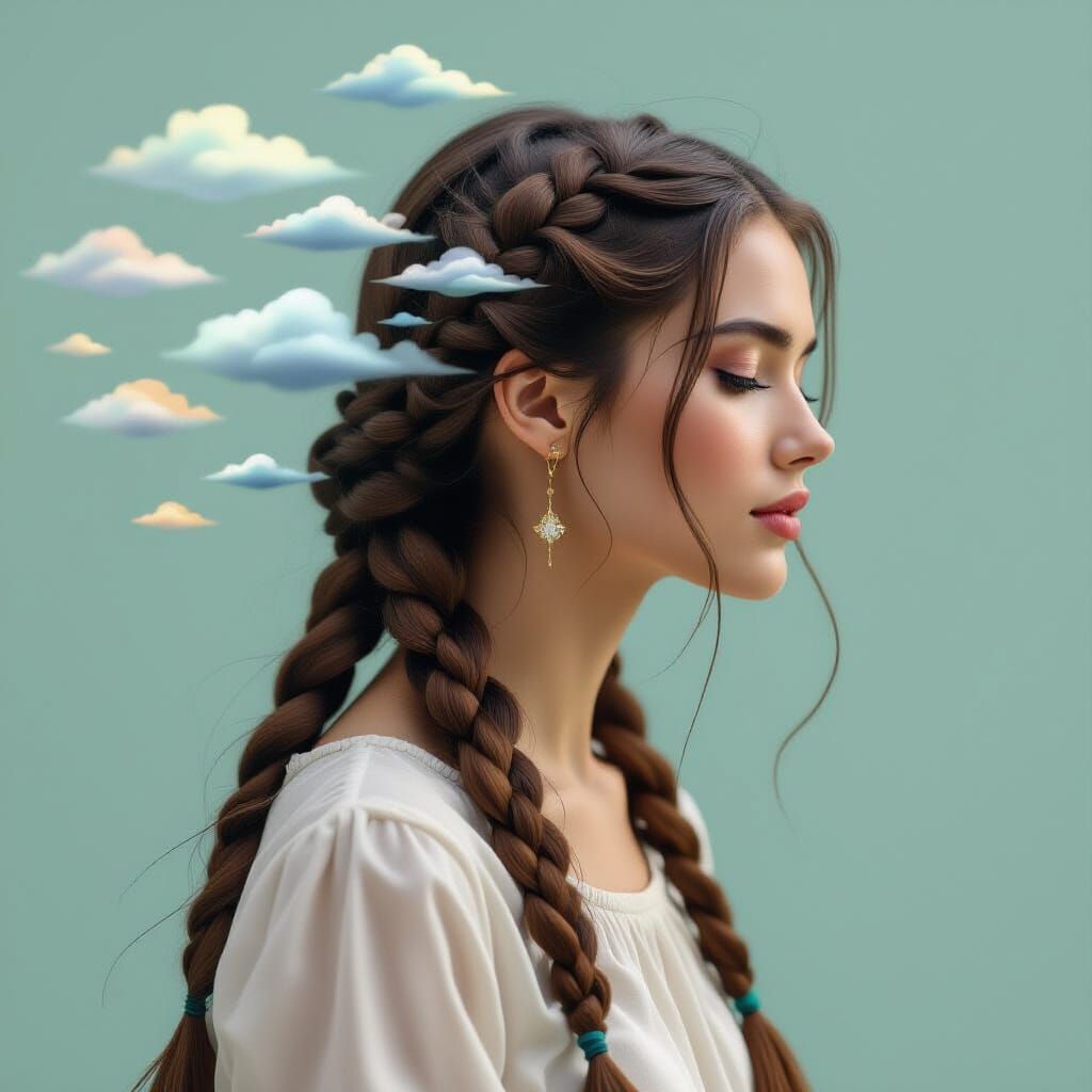 Surreal Woman with Elaborate Braided Hair