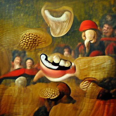 Grinning Mouth with Dancing Mushroom Teeth