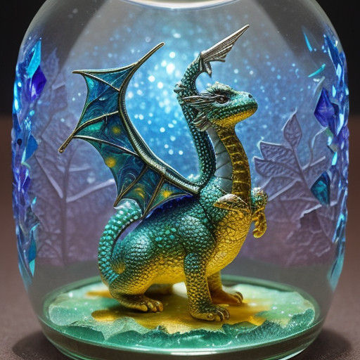 Whimsical Baby Dragon in Jewel-Toned Jewelry Box
