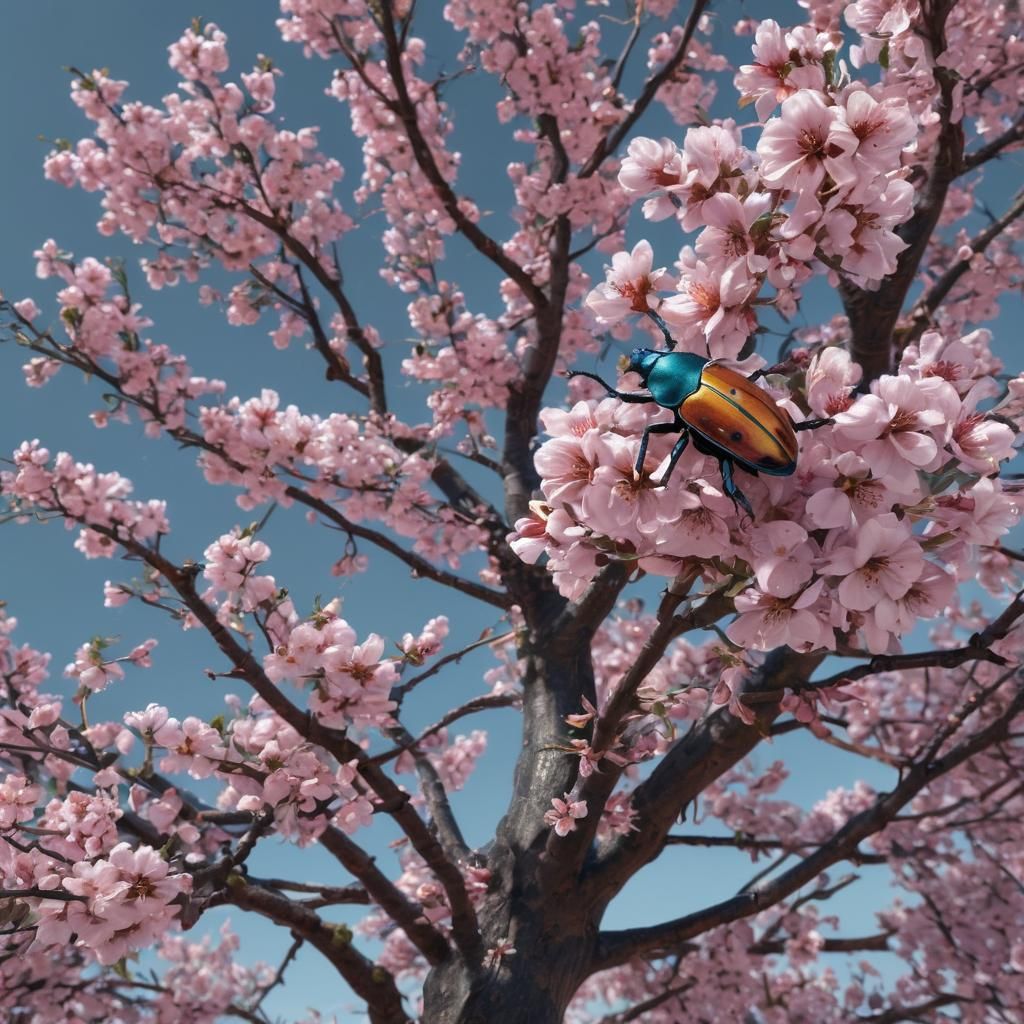 Whimsical Beetle on Battleship Apple Tree