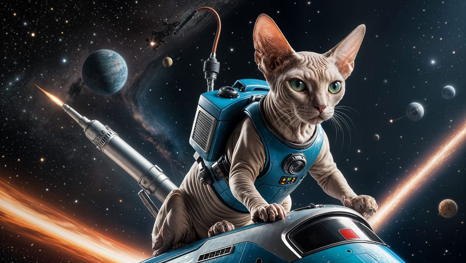Sphynx Cat in Space Combat Adventure