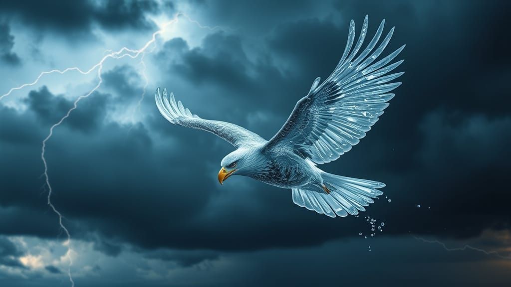 Water Eagle in Flight: Surreal Photorealistic Image