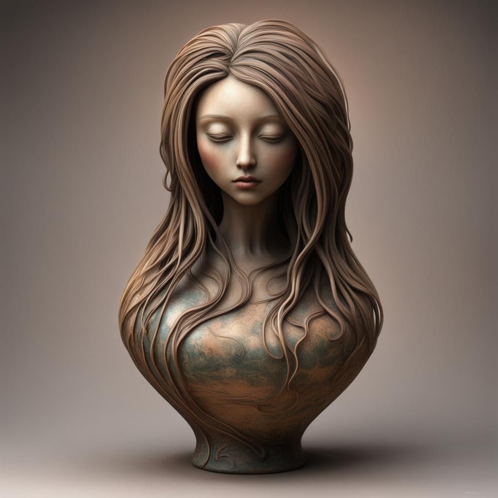 Female Form Clay Amphora with Raku Glaze