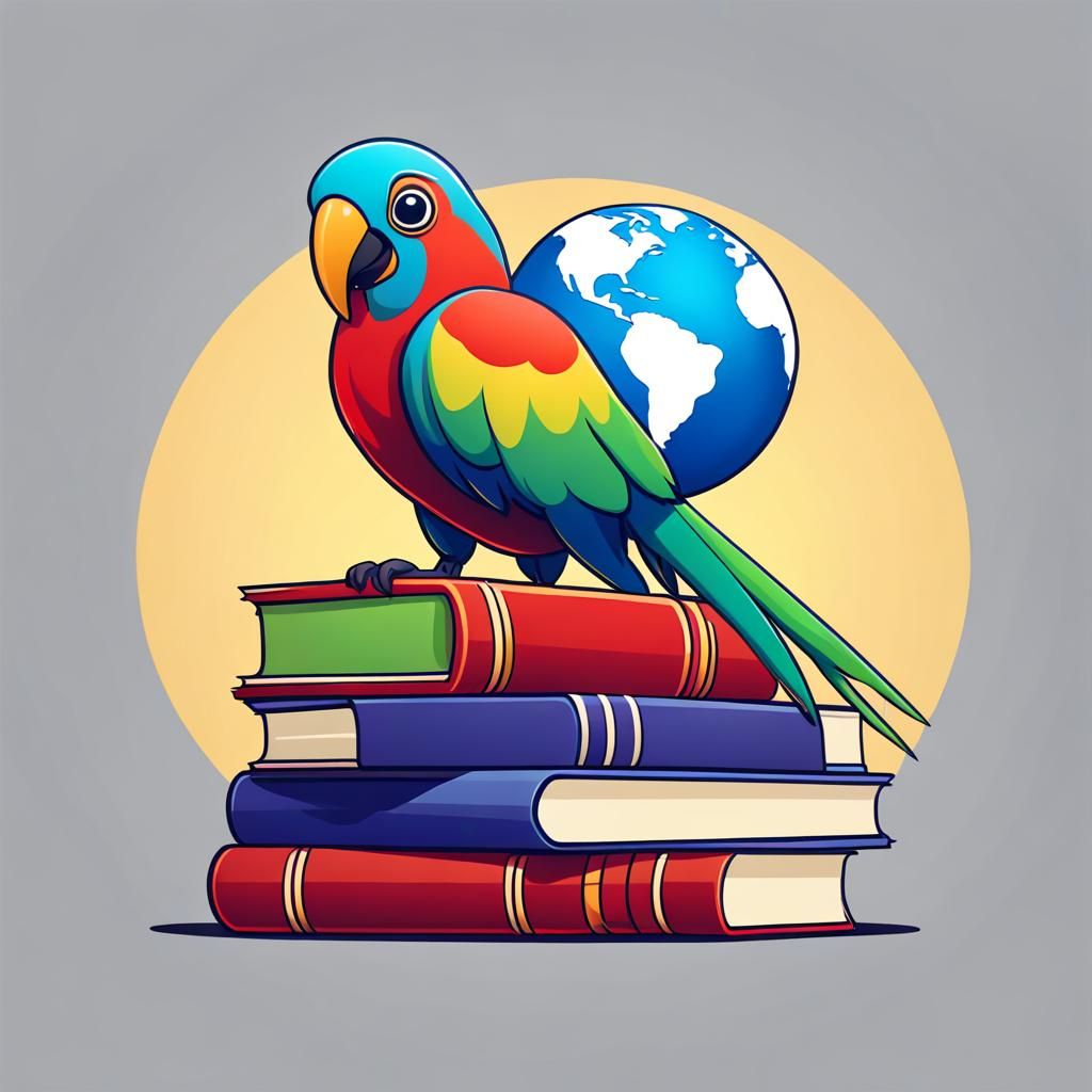Multilingual Parrot Logo for Language Education