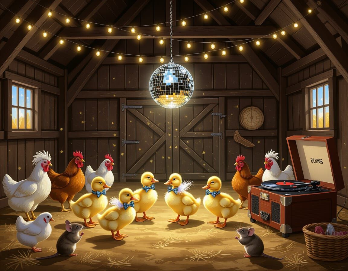 Ducklings' Barn Dance with Disco Ball